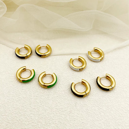 1 Pair Commute C Shape Polishing Enamel Plating Stainless Steel 18k Gold Plated Earrings