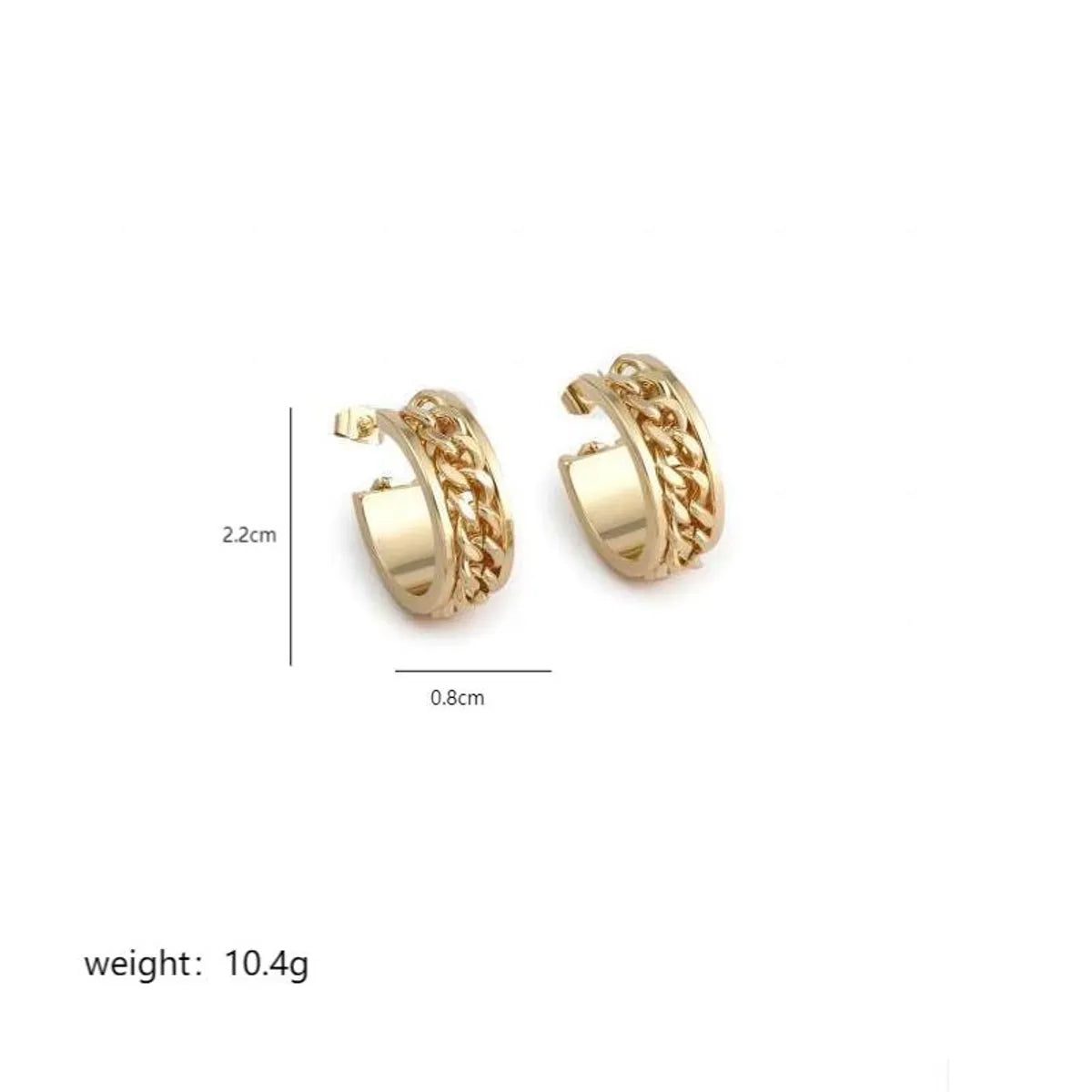 1 Pair Commute C Shape Polishing Plating Copper 18K Gold Plated Ear Studs