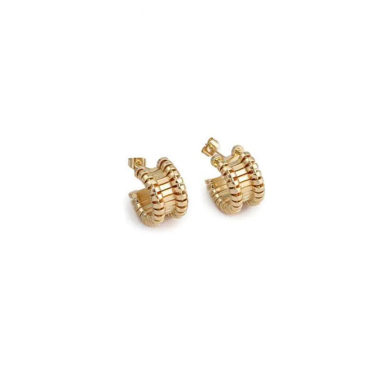 1 Pair Commute C Shape Polishing Plating Copper 18K Gold Plated Ear Studs