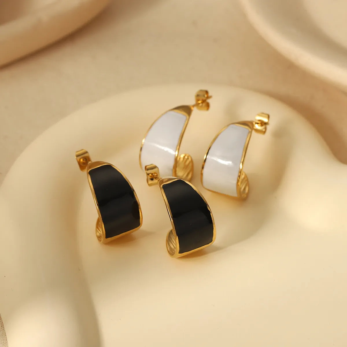 1 Pair Commute C Shape Polishing Plating Stainless Steel 18k Gold Plated Ear Studs