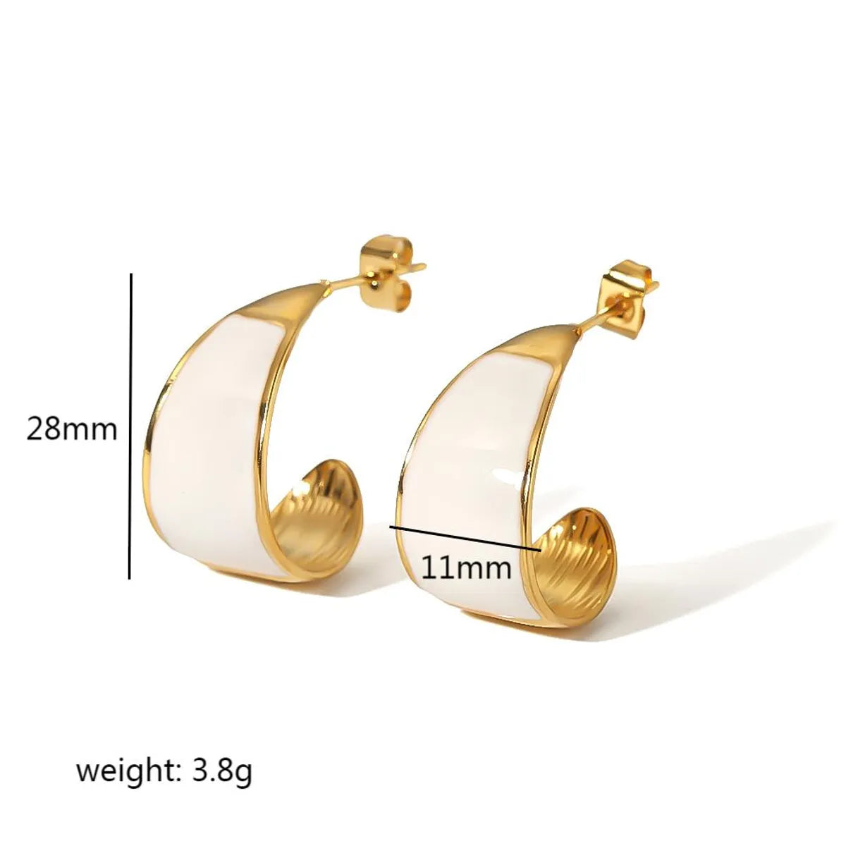 1 Pair Commute C Shape Polishing Plating Stainless Steel 18k Gold Plated Ear Studs