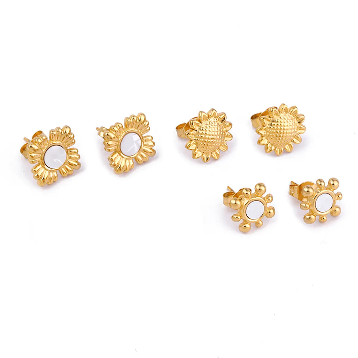 1 Pair Commute Flower Plating Inlay Stainless Steel Acrylic 18k Gold Plated Ear Studs