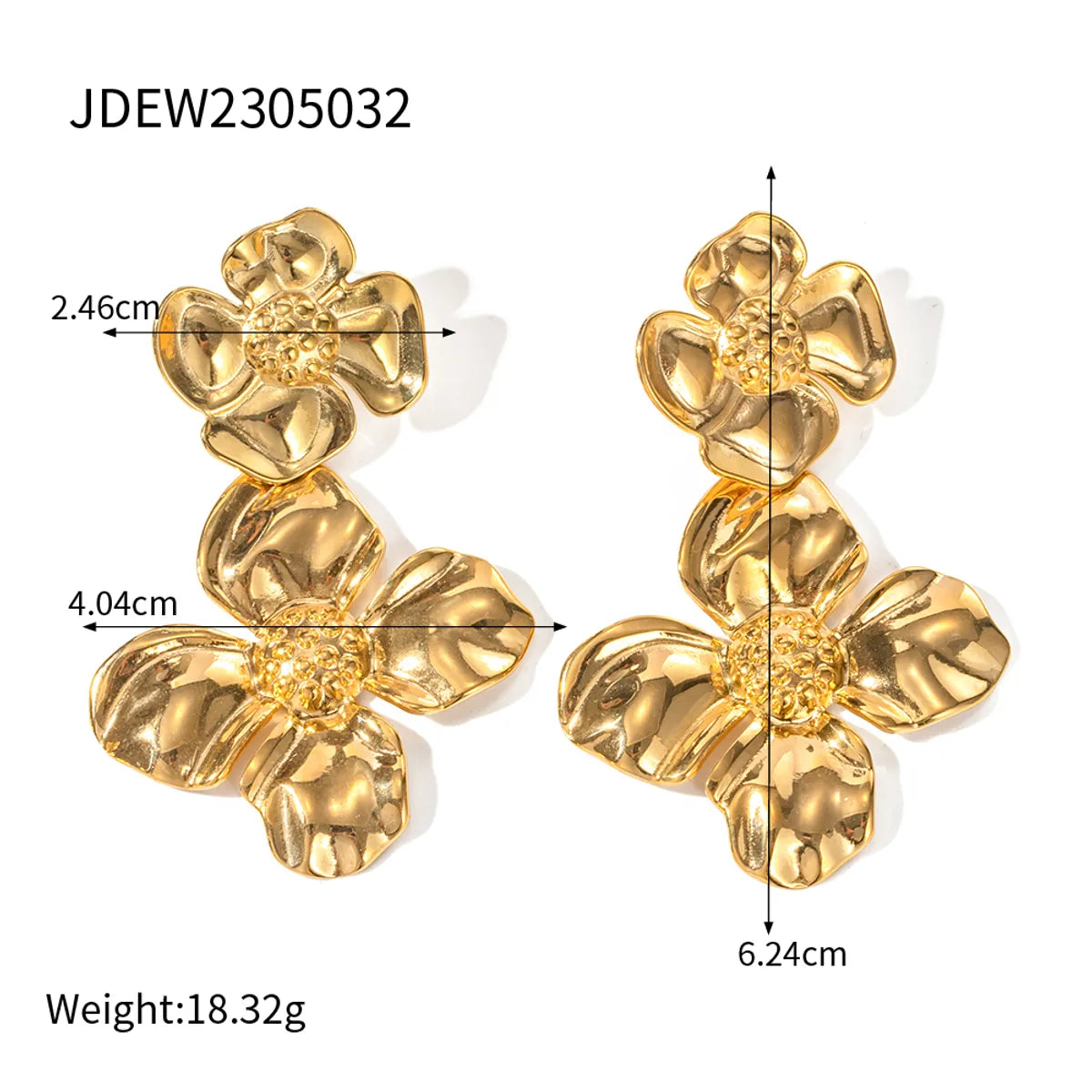 1 Pair Commute Flower Plating 304 Stainless Steel Earrings