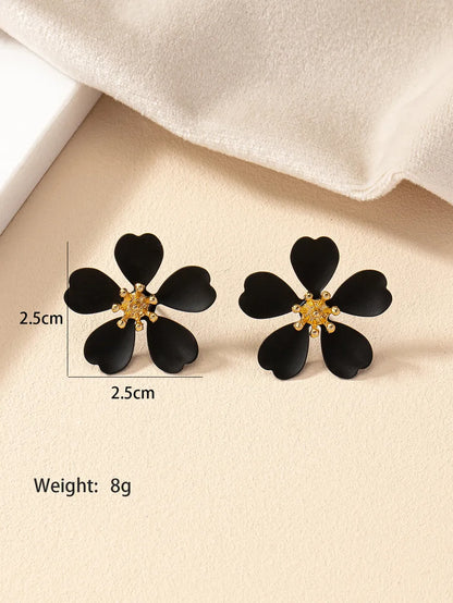 1 Pair Commute Flower Spray Paint Alloy Alloy Ear Studs