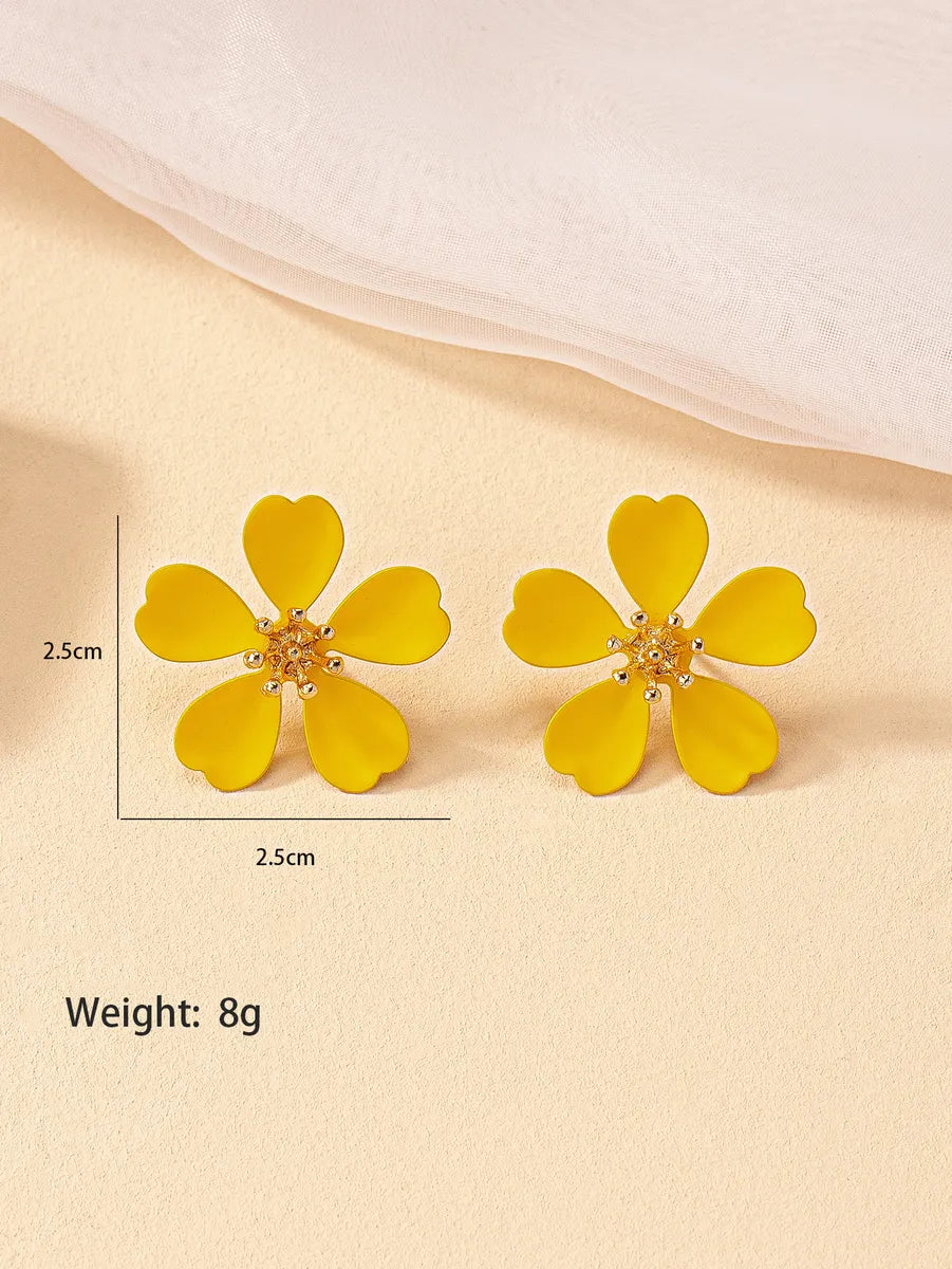 1 Pair Commute Flower Spray Paint Alloy Alloy Ear Studs