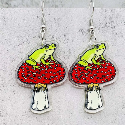 1 Pair Commute Frog Printing Arylic Drop Earrings