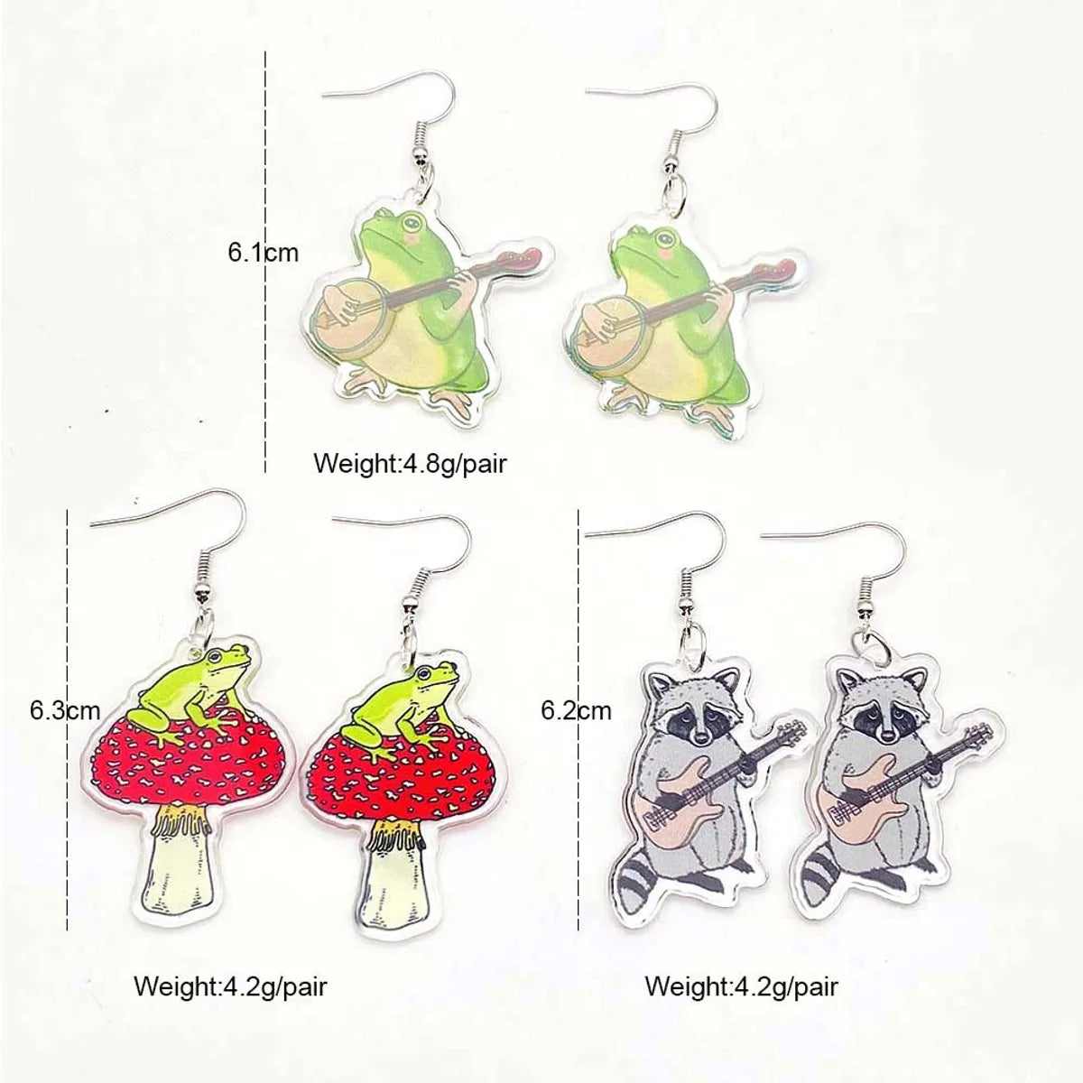 1 Pair Commute Frog Printing Arylic Drop Earrings