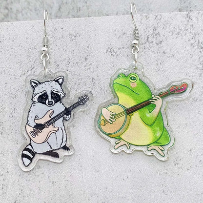 1 Pair Commute Frog Printing Arylic Drop Earrings