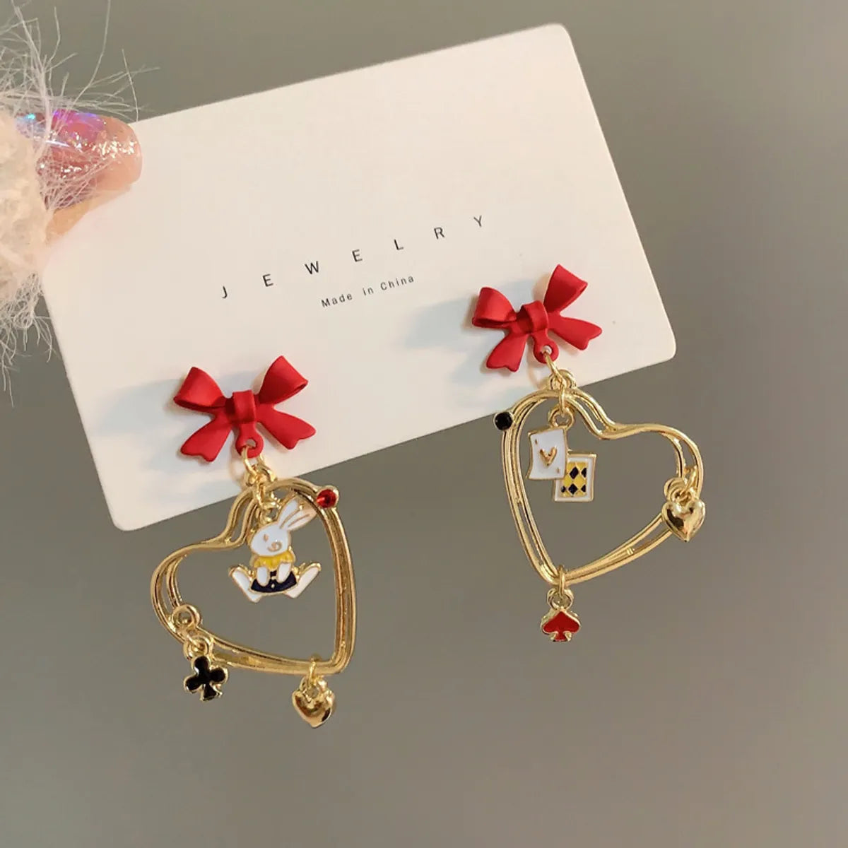 1 Pair Commute Heart Shape Enamel Alloy Drop Earrings