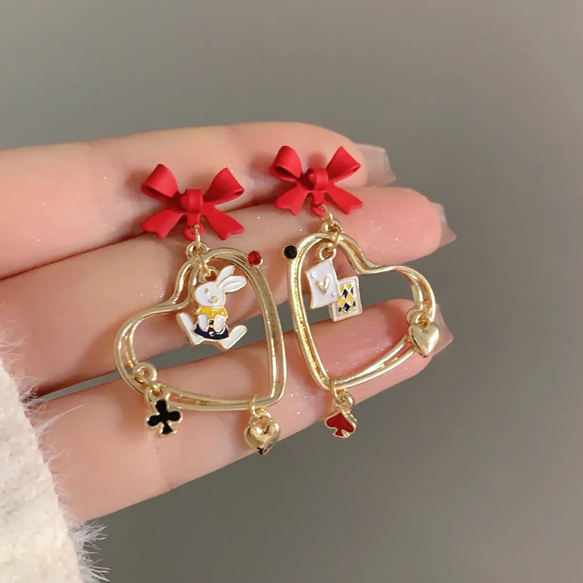 1 Pair Commute Heart Shape Enamel Alloy Drop Earrings