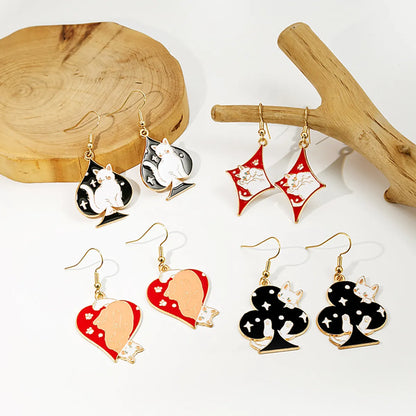 1 Pair Commute Heart Shape Enamel Alloy Drop Earrings