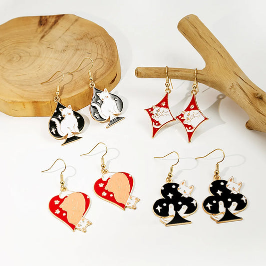 1 Pair Commute Heart Shape Enamel Alloy Drop Earrings