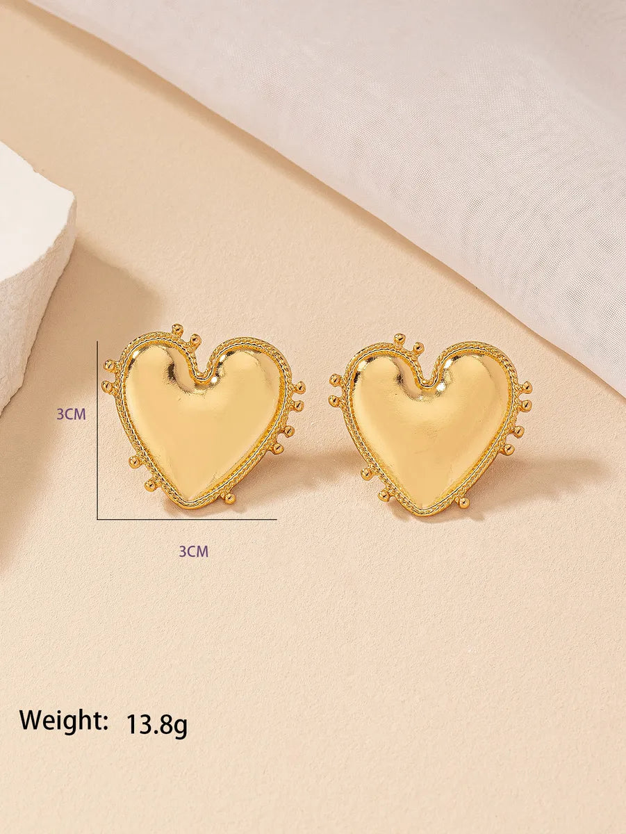 1 Pair Commute Heart Shape Plating Alloy Gold Plated Ear Studs