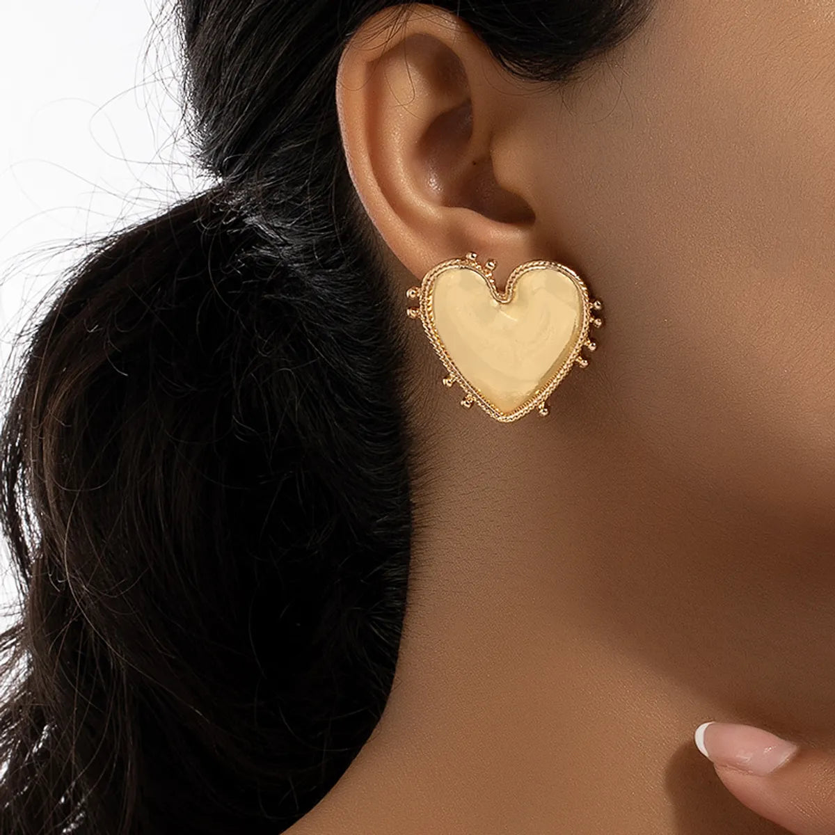 1 Pair Commute Heart Shape Plating Alloy Gold Plated Ear Studs