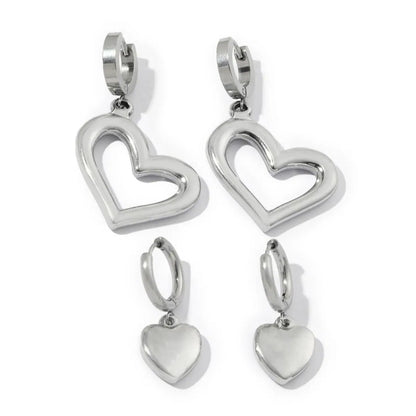 1 Pair Commute Heart Shape Polishing Plating Stainless Steel 18k Gold Plated Drop Earrings Earrings