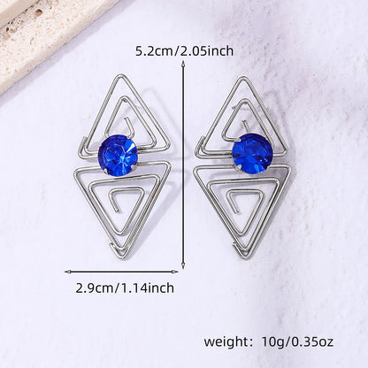 1 Pair Commute Korean Style Triangle Hollow Out Inlay Plastic Ferroalloy Rhinestones Ear Studs