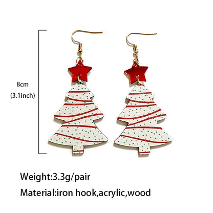 1 Pair Commute Leaf Printing Wood Drop Earrings