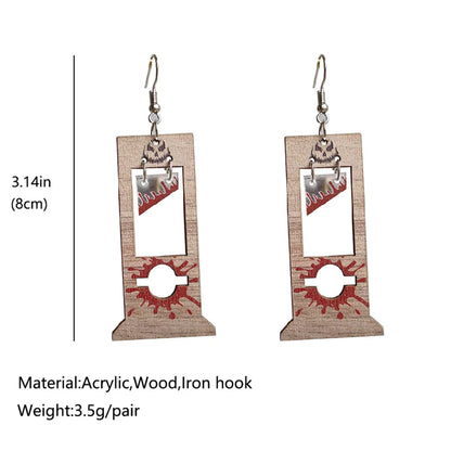 1 Pair Commute Letter Printing Wood Drop Earrings