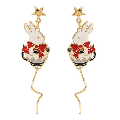 1 Pair Commute Rabbit Enamel Alloy Drop Earrings