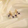 1 Pair Commute Round Plating Inlay Freshwater Pearl Copper Agate 18k Gold Plated Drop Earrings Earrings