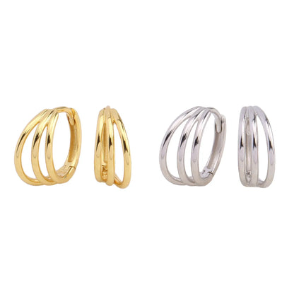 1 Pair Commute Round Plating Sterling Silver Gold Plated Earrings