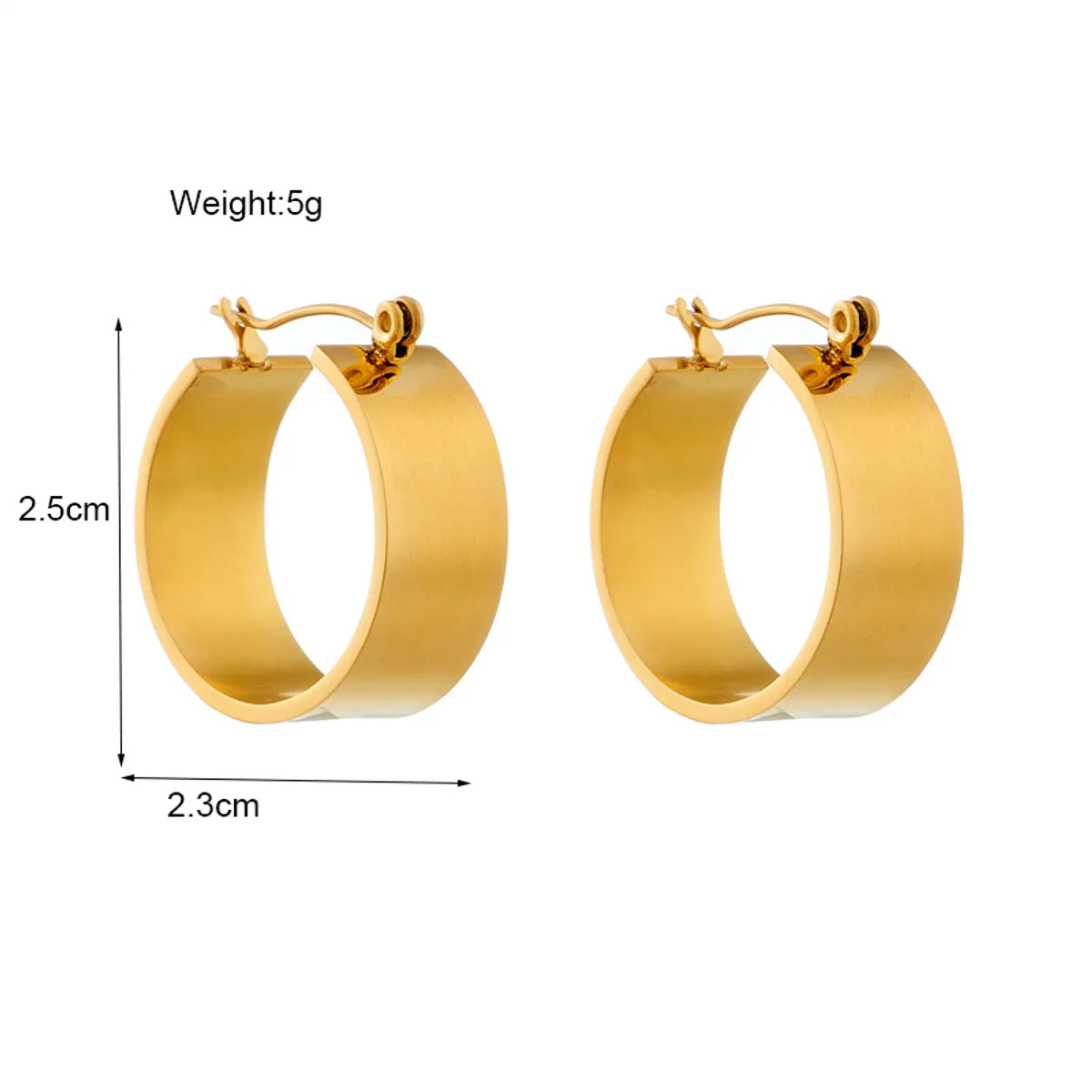 1 Pair Commute Round Plating Titanium Steel 18k Gold Plated Hoop Earrings