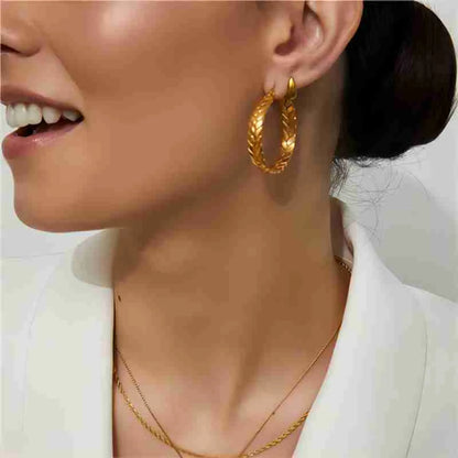 1 Pair Commute Round Polishing Plating Stainless Steel 18k Gold Plated Hoop Earrings