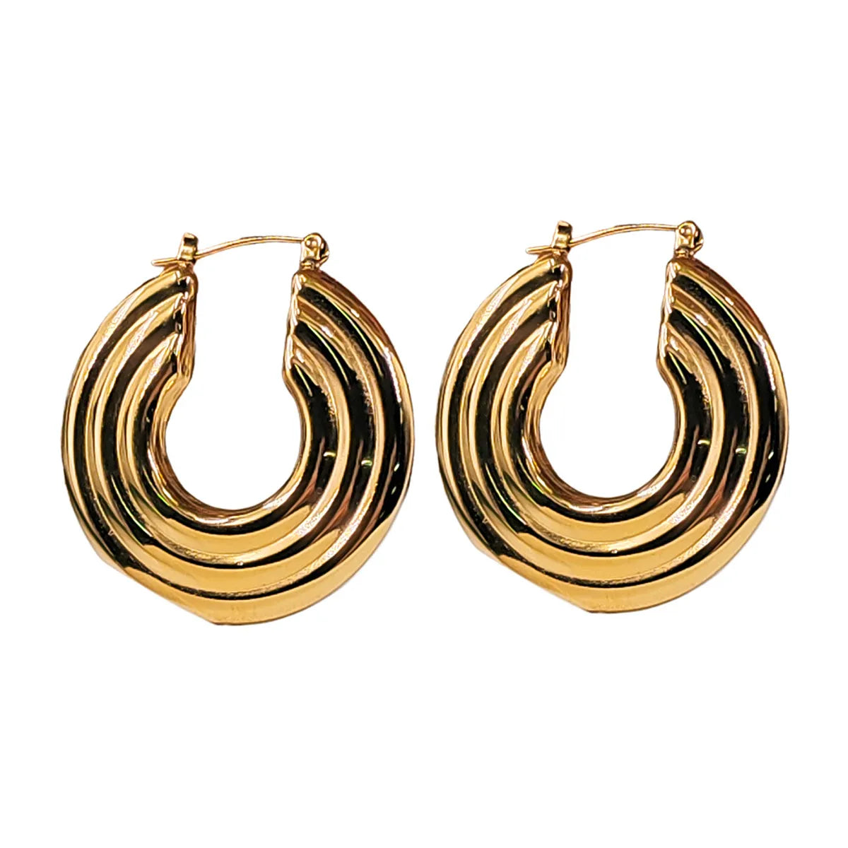 1 Pair Commute Round Stainless Steel Plating Earrings