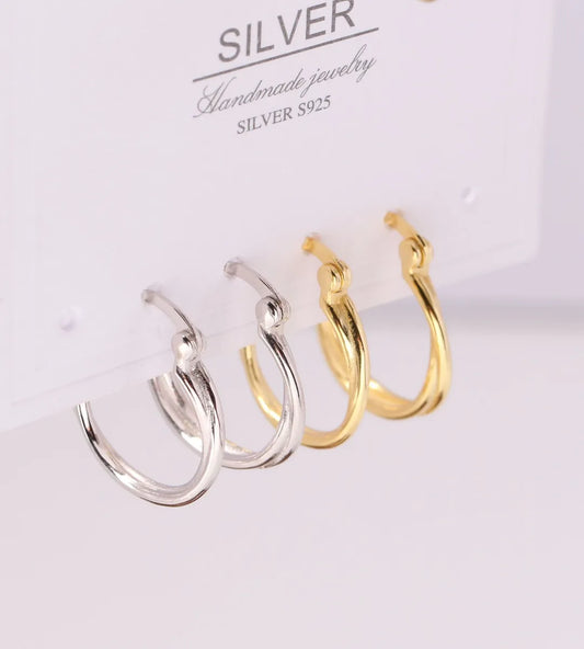 1 Pair Commute Round Sterling Silver Earrings