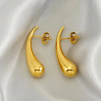 1 Pair Commute Solid Color Plating Stainless Steel 18k Gold Plated Ear Studs