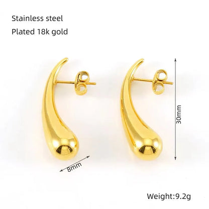 1 Pair Commute Solid Color Plating Stainless Steel 18k Gold Plated Ear Studs