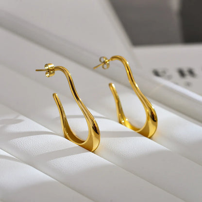 1 Pair Commute Solid Color Plating Stainless Steel 18k Gold Plated Earrings