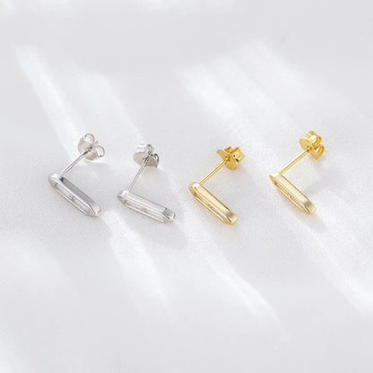 1 Pair Commute Square Inlay Sterling Silver Zircon 14k Gold Plated Rhodium Plated Ear Studs