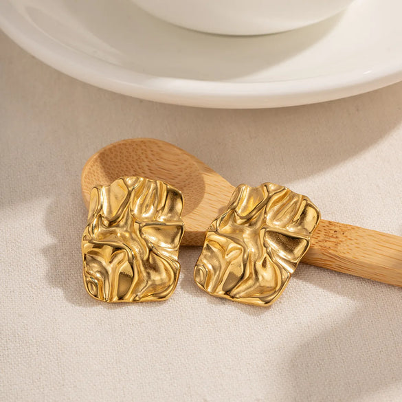 1 Pair Commute Square Plating Stainless Steel 18k Gold Plated Earrings