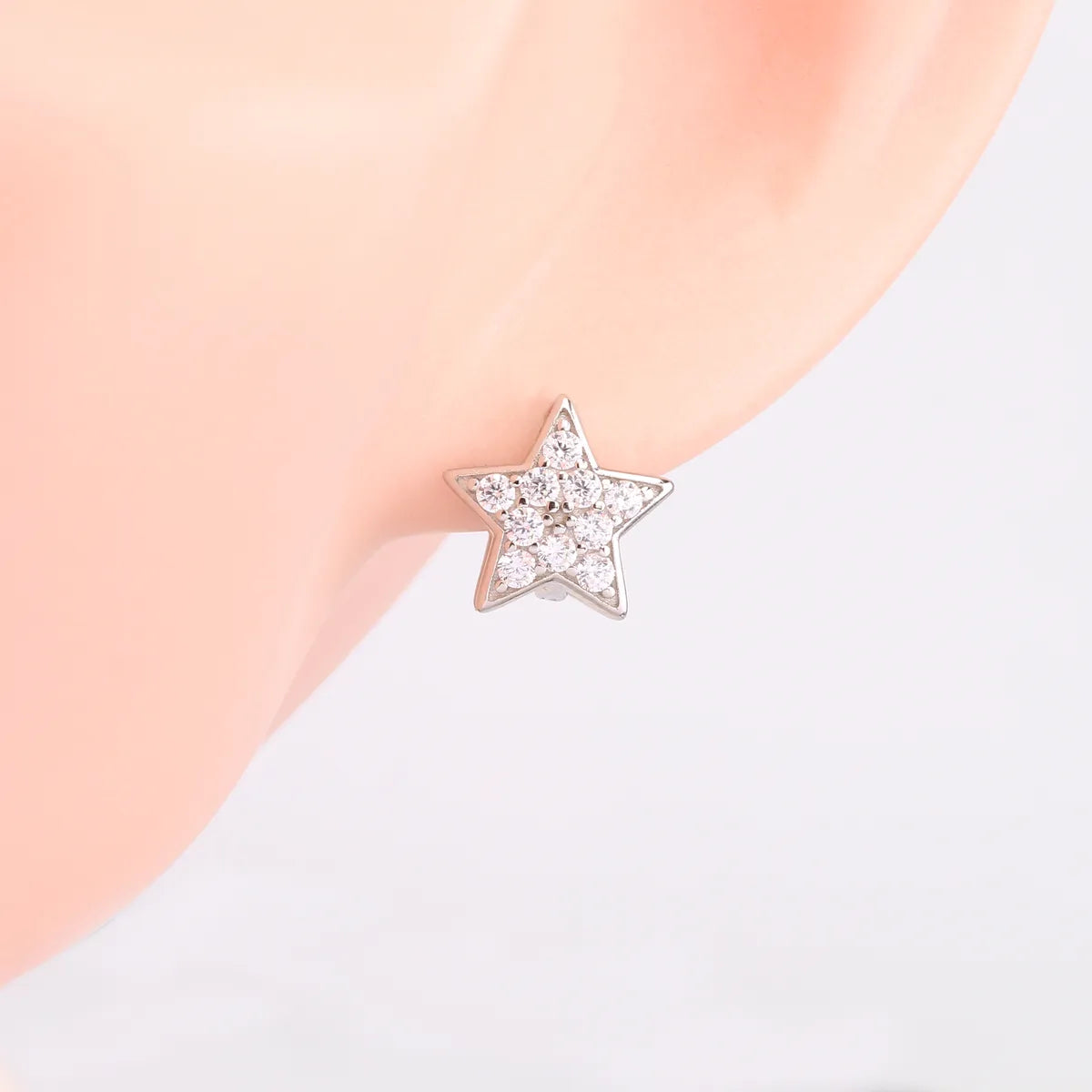 1 Pair Commute Star Plating Inlay Sterling Silver Zircon Earrings