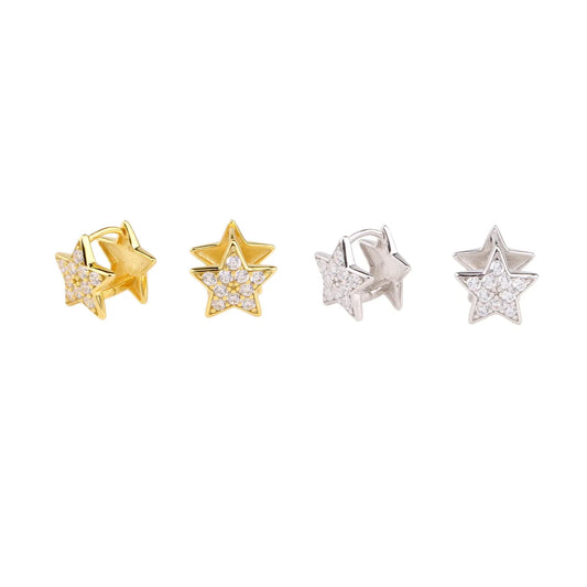 1 Pair Commute Star Plating Inlay Sterling Silver Zircon Earrings