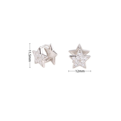 1 Pair Commute Star Plating Inlay Sterling Silver Zircon Earrings