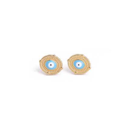 1 Pair Commute Sun Eye Enamel Plating Stainless Steel 18k Gold Plated Ear Studs