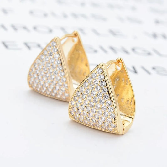 1 Pair Commute Triangle Plating Inlay Copper Zircon 18k Gold Plated Earrings