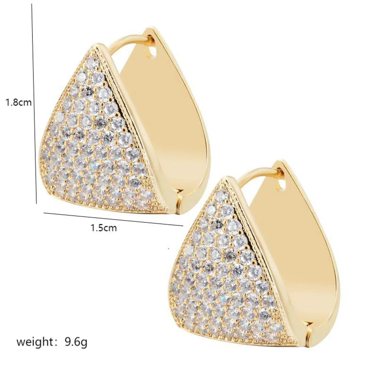 1 Pair Commute Triangle Plating Inlay Copper Zircon 18k Gold Plated Earrings