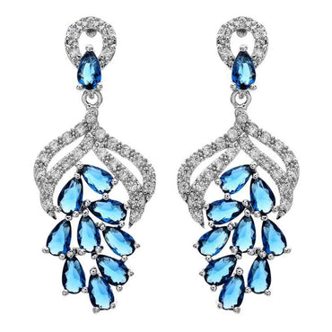 1 Pair Commute Water Droplets Plating Inlay Copper Zircon White Gold Plated Drop Earrings