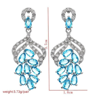 1 Pair Commute Water Droplets Plating Inlay Copper Zircon White Gold Plated Drop Earrings