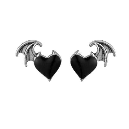 1 Pair Cool Style Heart Shape Wings Alloy Enamel Plating Women'S Ear Studs