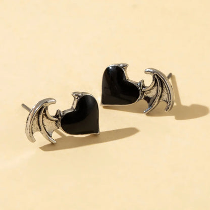 1 Pair Cool Style Heart Shape Wings Alloy Enamel Plating Women'S Ear Studs