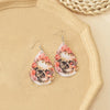 1 Pair Cool Style Water Droplets Bat Skull Printing Pu Leather Earrings