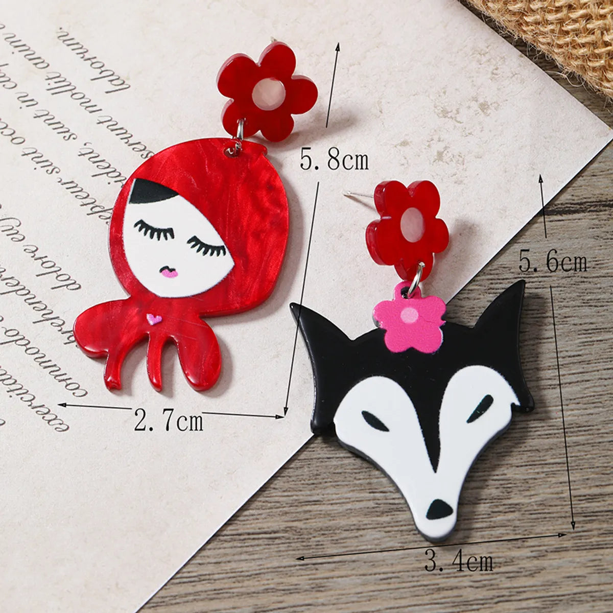 1 Pair Cute Animal Cartoon Character Painted Arylic Drop Earrings