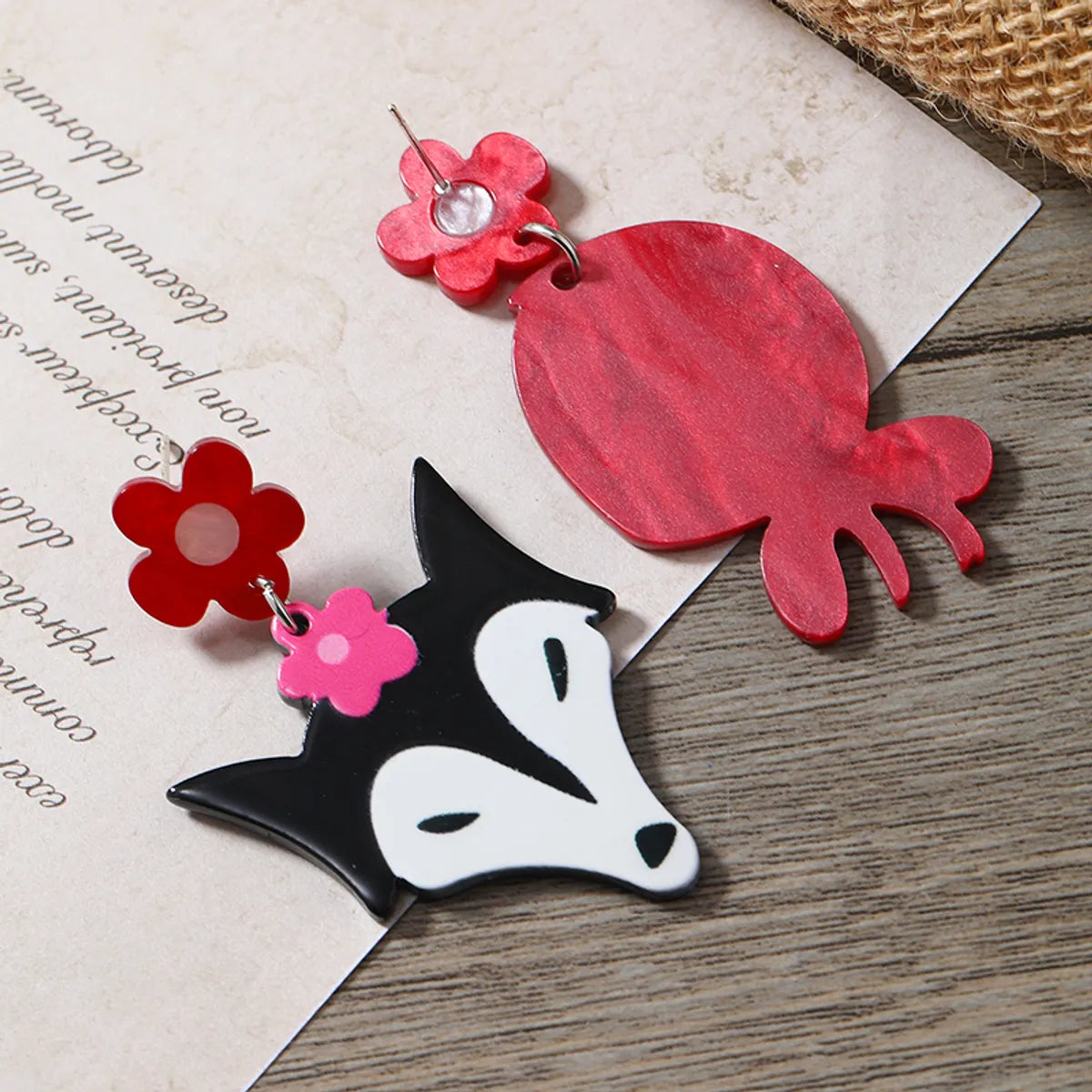 1 Pair Cute Animal Cartoon Character Painted Arylic Drop Earrings