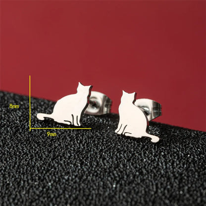 1 Pair Cute Basic Classic Style Dog Lion Cat Polishing Plating 304 Stainless Steel 18K Gold Plated Ear Studs