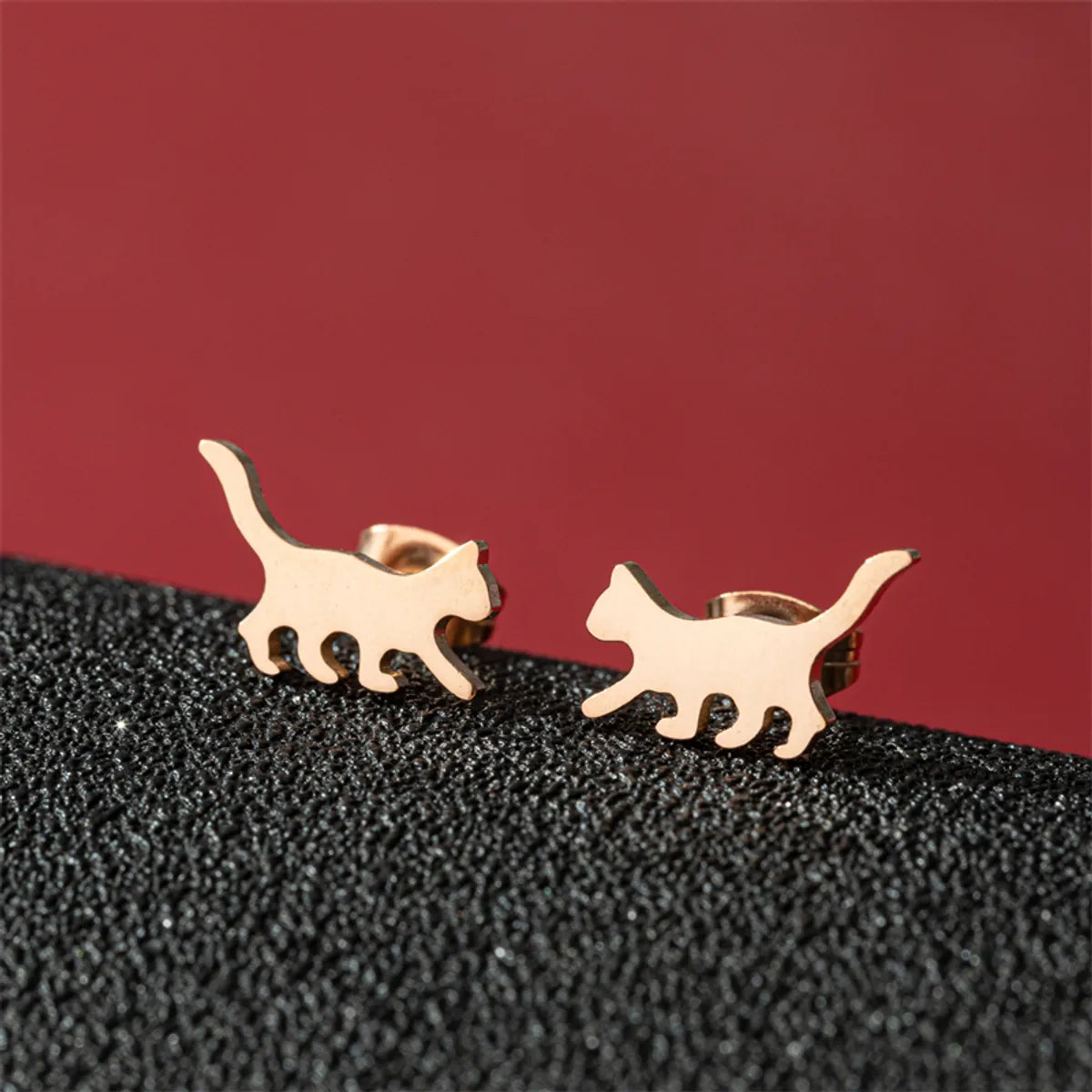 1 Pair Cute Basic Classic Style Dog Lion Cat Polishing Plating 304 Stainless Steel 18K Gold Plated Ear Studs