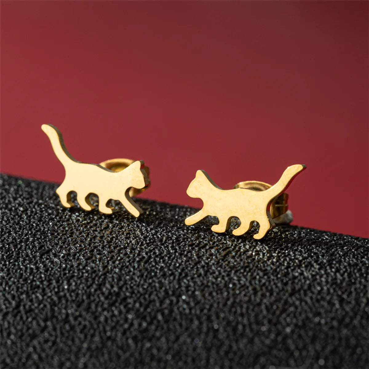 1 Pair Cute Basic Classic Style Dog Lion Cat Polishing Plating 304 Stainless Steel 18K Gold Plated Ear Studs